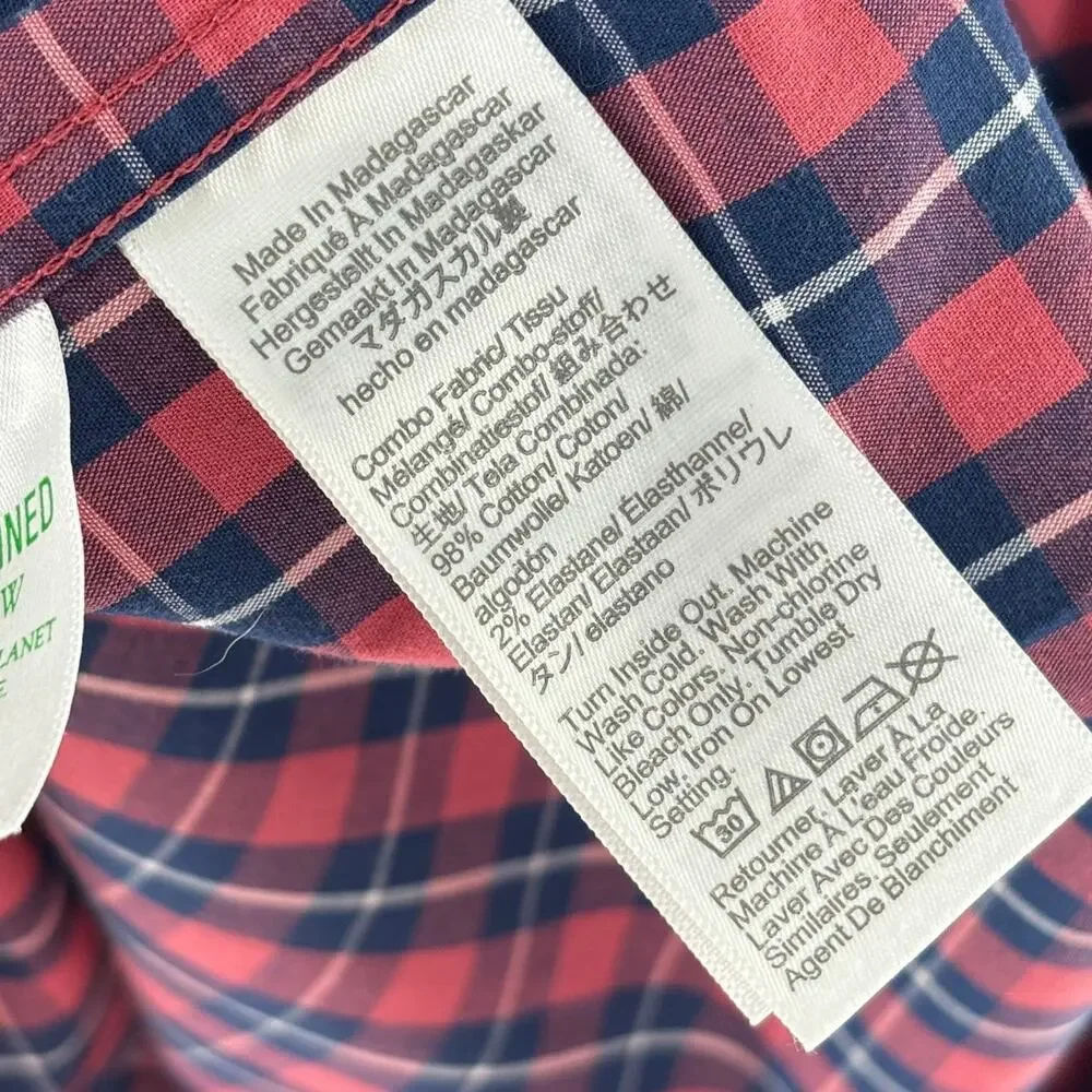 J. Crew Red Plaid Flex Washed Cotton Button Down Shirt